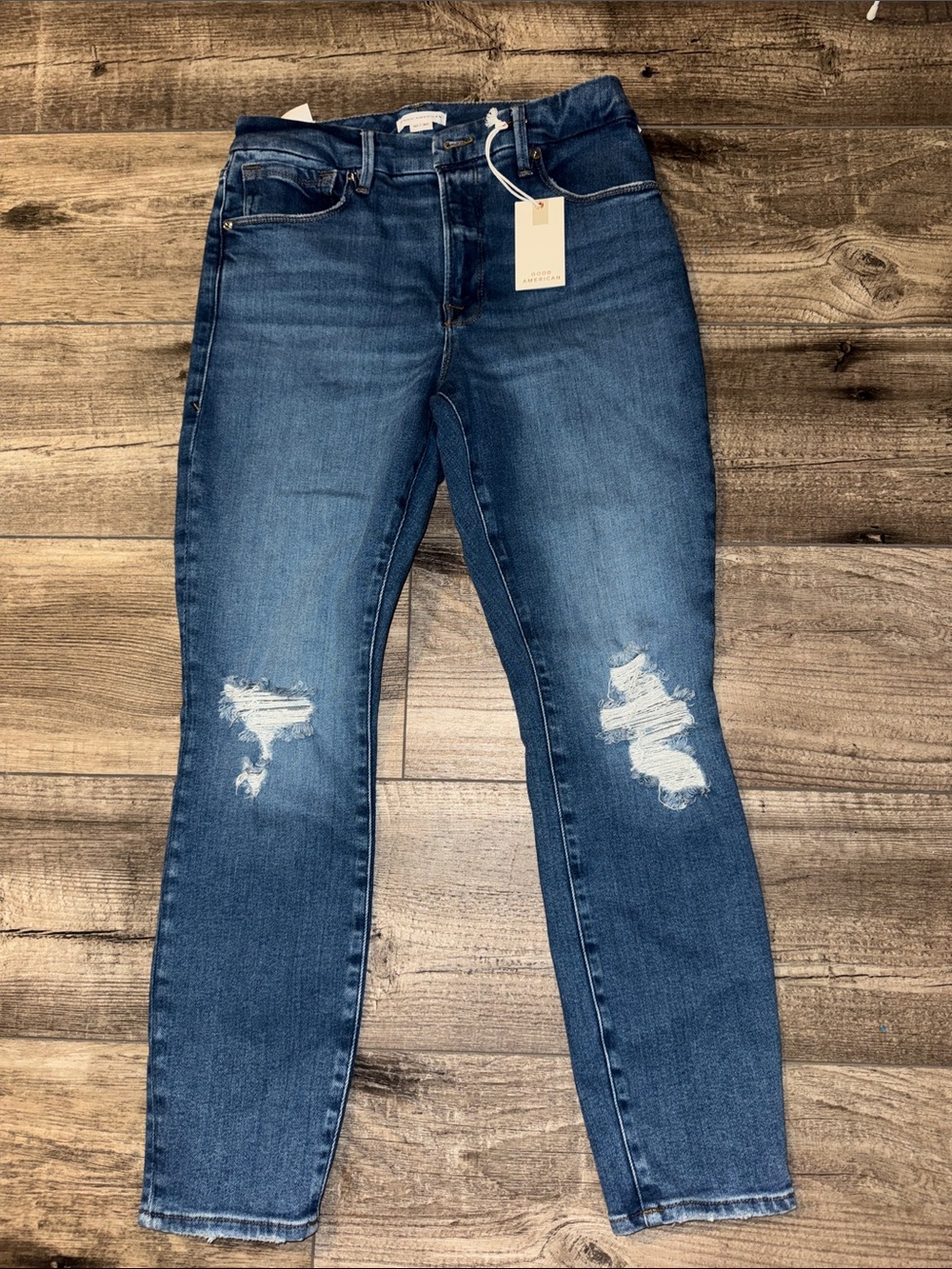 Good American Medium Blue Distressed Skinny Jeans